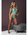 Magic Silk Caribbean Crush Demi Long Line Bra Set Aqua Blue Eyelash Lace