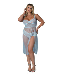 Exposed Queen Blue Sky Long Chemise & Boy Short Panty - Light Blue