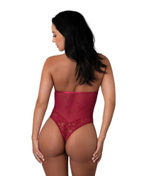 Exposed Black Cherry Halter Teddy - Red