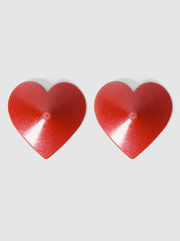House of Desire Metal Heart Circular Nipple Covers Crimson Red