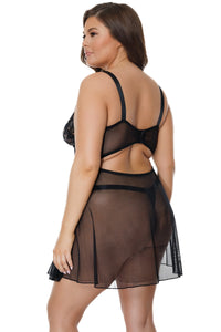 Coquette Queen Metallic Floral Lace & Mesh Babydoll-Rebel Romance