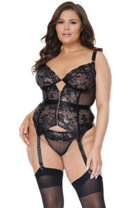 Coquette Queen Metallic Floral Scallop Stretch Lace & Mesh Bustier-Rebel Romance