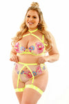Queen Glow Black Light In A Trance Caged Bra Set Neon