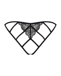 Black Miamor crotchless panties with delicate lace and seductive open gusset, perfect for naughty play.