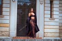 Midnight Sheer Lace Bra, Thong & Pant Three Piece Set Black - Mapale