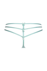 Axami Mint Lace-up G-String with delicate aqua lace and intriguing back detail.