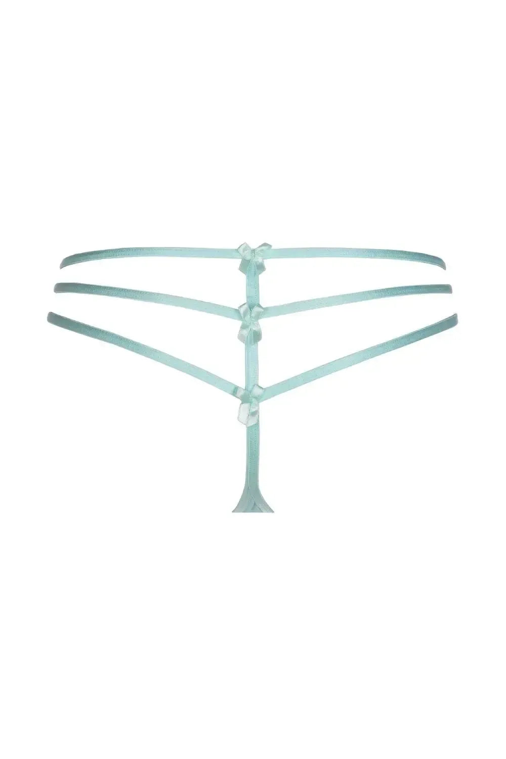 Axami Mint Lace-up G-String with delicate aqua lace and intriguing back detail.
