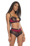 Coquette Mono Underwire Cutaway Cups Rhinestone Buckle Bra Set