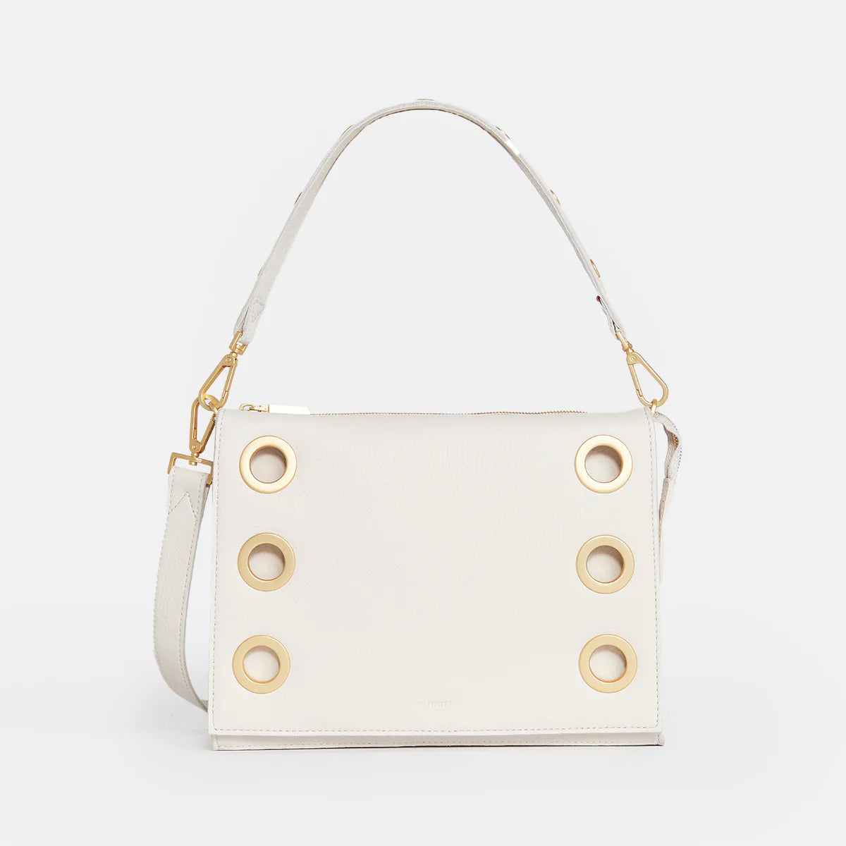 Hammitt Montana Leather Clutch Lrg Handbag Calla Lily White/Brushed Gold-Rebel Romance