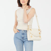 Hammitt Montana Leather Clutch Lrg Handbag Calla Lily White/Brushed Gold-Rebel Romance