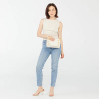 Hammitt Montana Leather Clutch Sml Handbag Calla Lily White/Brushed Gold-Rebel Romance