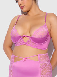 Natasha Bra, Skirted Garter & G-String Set Cyclamen