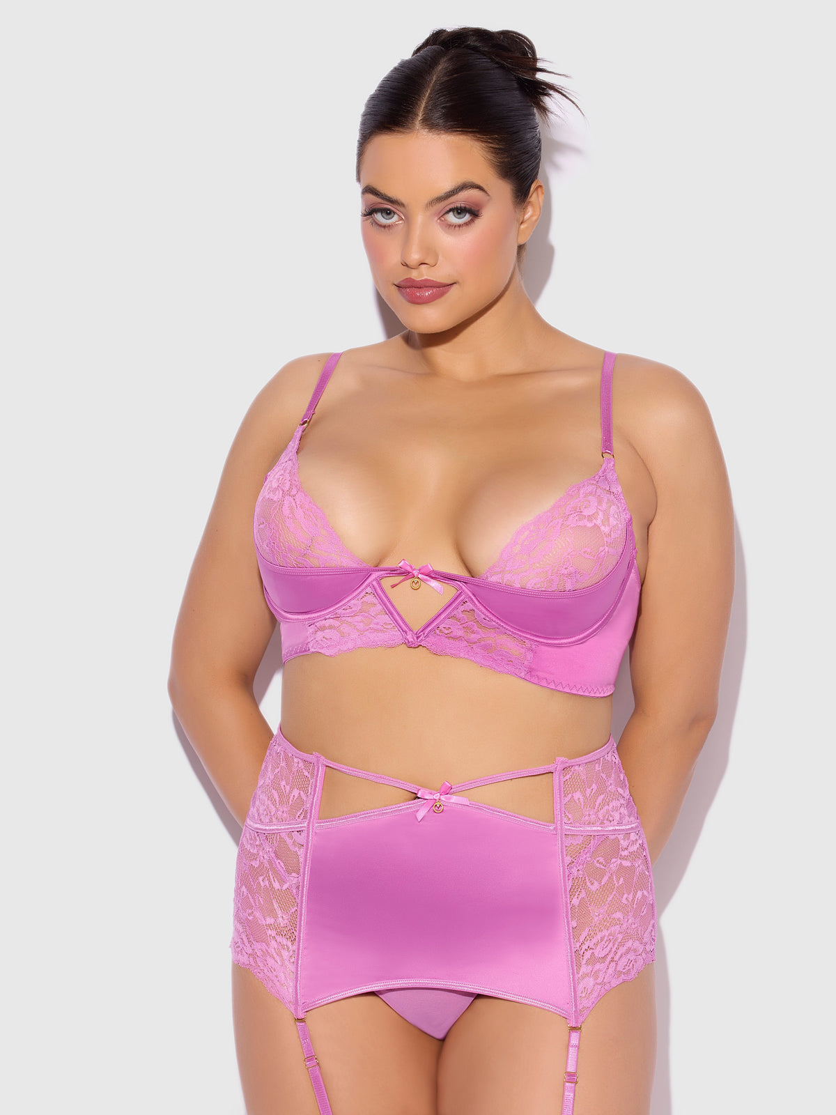Natasha Bra, Skirted Garter & G-String Set Cyclamen