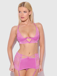 Natasha Bra, Skirted Garter & G-String Set Cyclamen