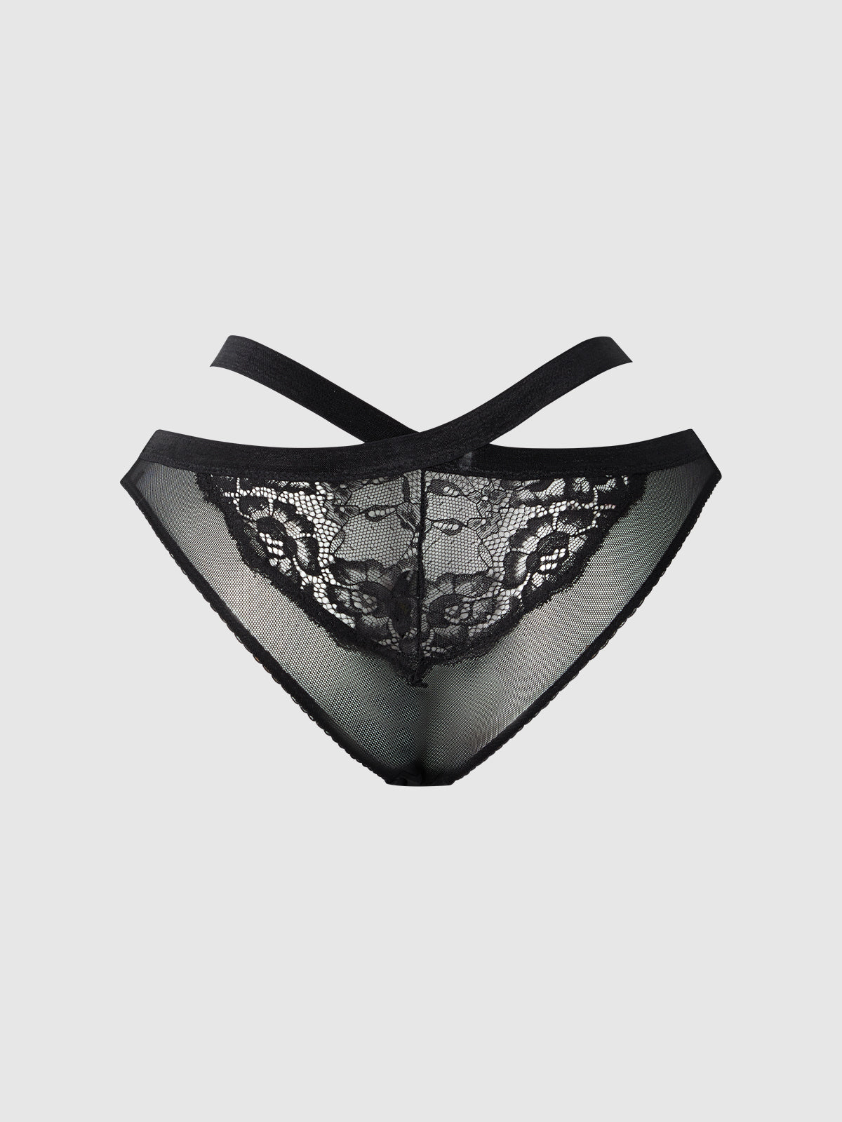 House of Desire Natasha Lace & Mesh Strappy Hipster Black