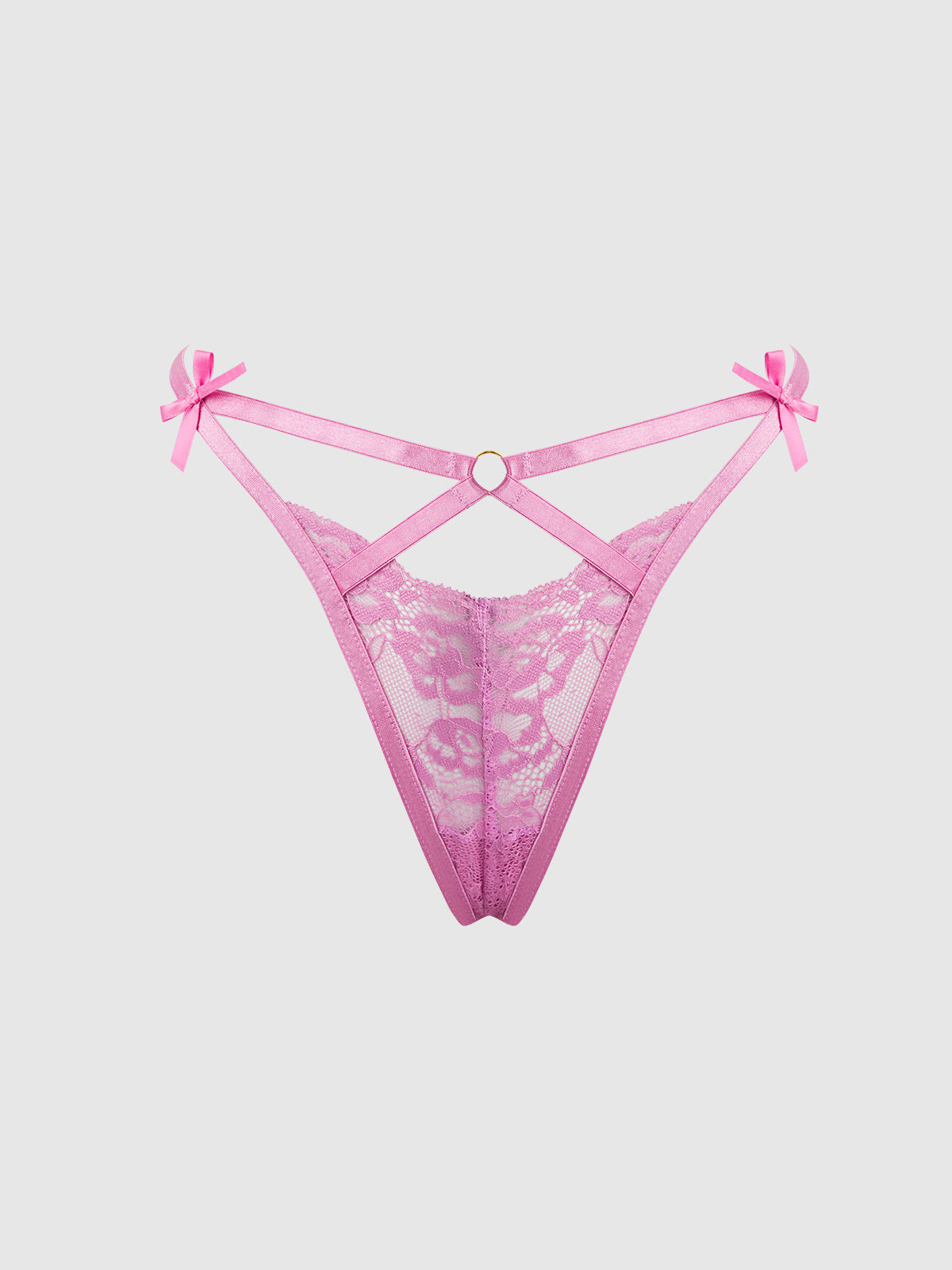 House of Desire Natasha Lace Strappy G-String Cyclamen Pink