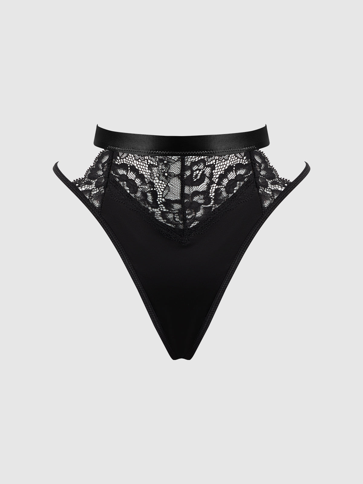 Natasha Satin & Lace Bow Tie G-String Black
