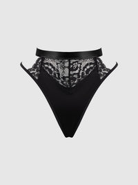 House of Desire Natasha Satin & Lace Bow Tie G-String Black
