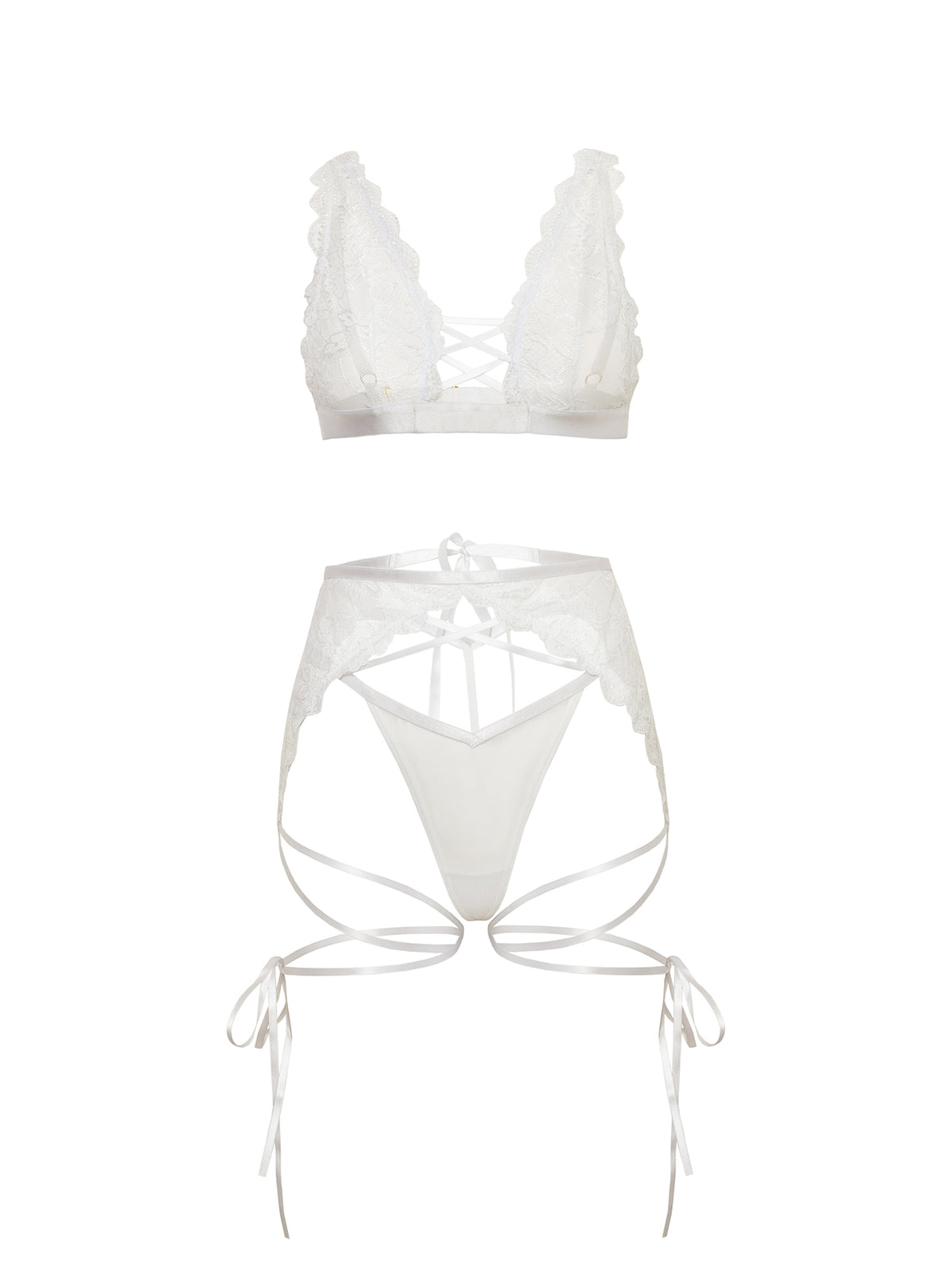 Naya Pretty Lace Plunge Bralette Bra Set