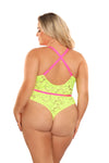 Queen Glow Black Light Spotlight Lace Teddy Neon Green