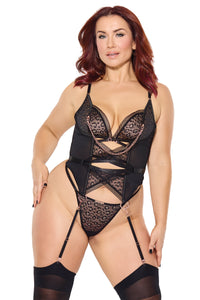 Coquette Nipple Hardware Chain Leopard Underwire Cups Bustier & G-String
