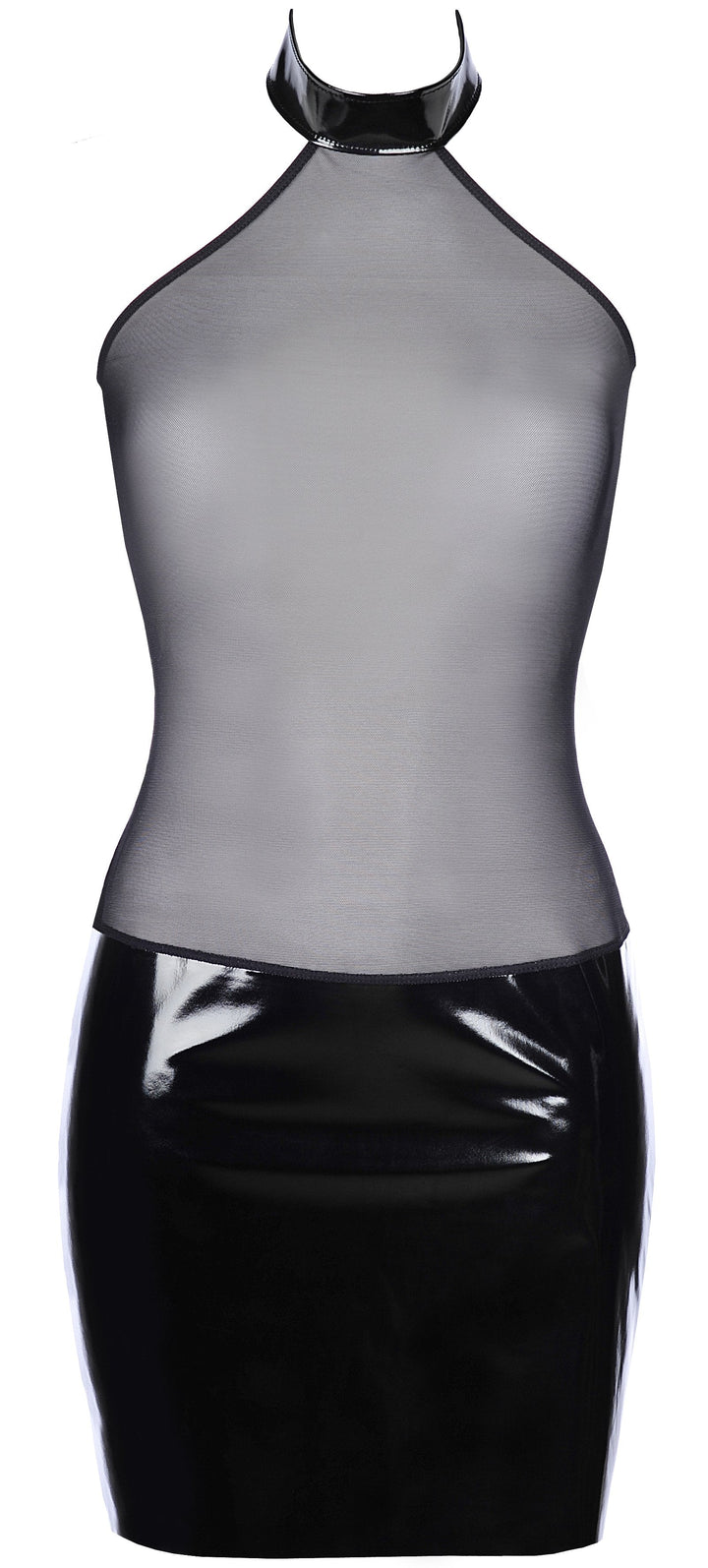 Axami 9129 Noir Black Wet Look Sheer Dress