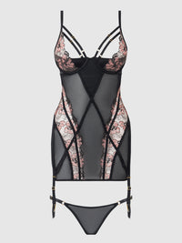 House of Desire Nova Blacklight Glow Lace Garter Slip