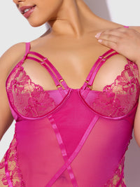 House of Desire Nova Blacklight Glow Lace Garter Slip