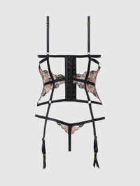 House of Desire Nova Blacklight Glow Lace Corset & Thong Set