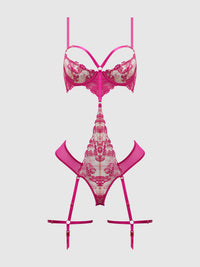 House of Desire Nova Blacklight Glow Lace Teddy