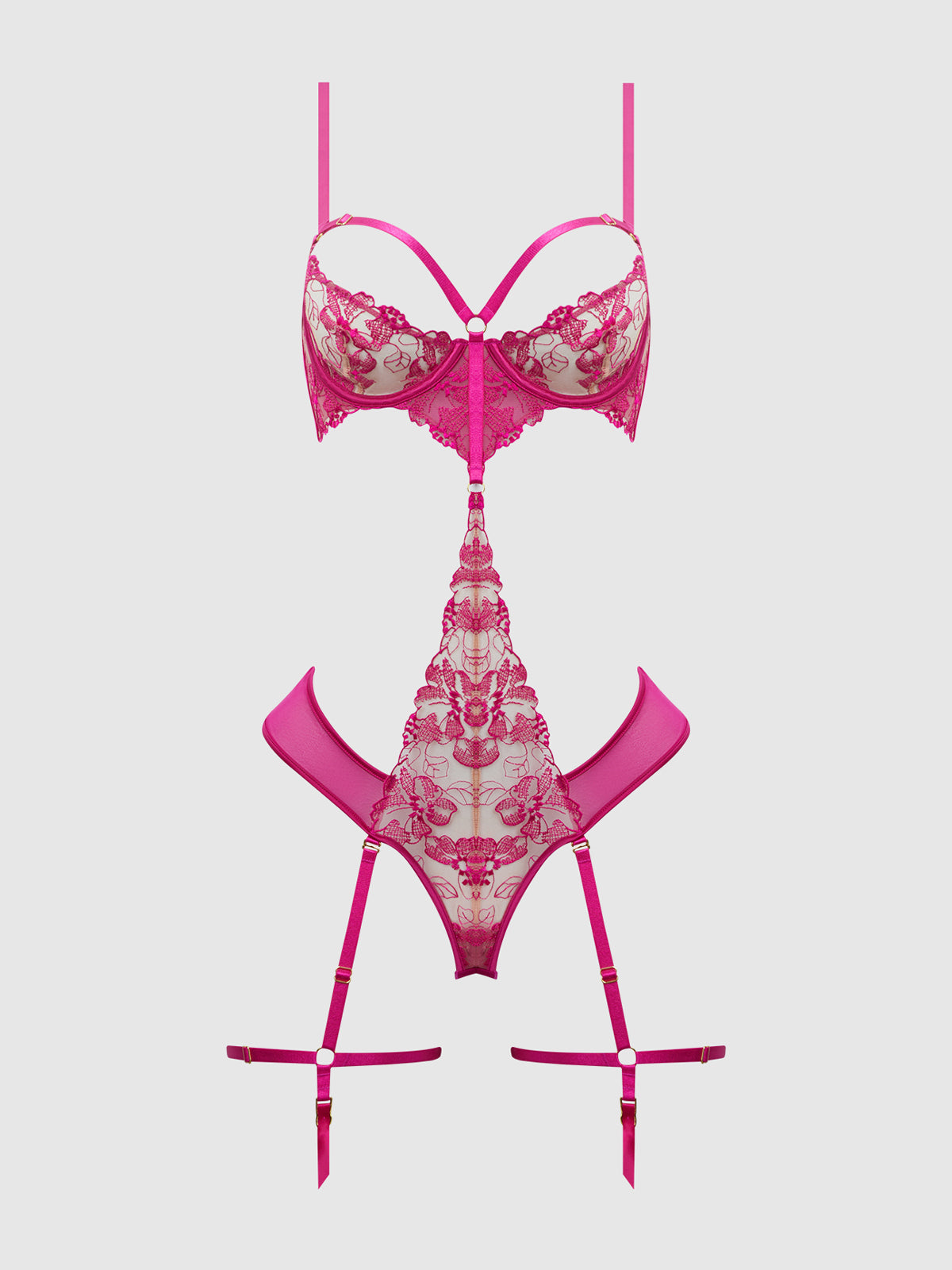 House of Desire Nova Blacklight Glow Lace Teddy