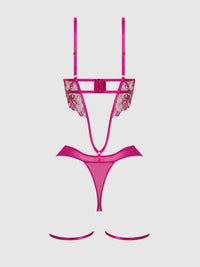 House of Desire Nova Blacklight Glow Lace Teddy