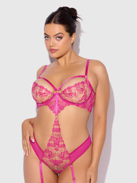 House of Desire Nova Blacklight Glow Lace Teddy