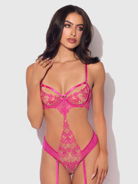 House of Desire Nova Blacklight Glow Lace Teddy