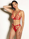 Dominant Open Cup Caged Bra Set Red