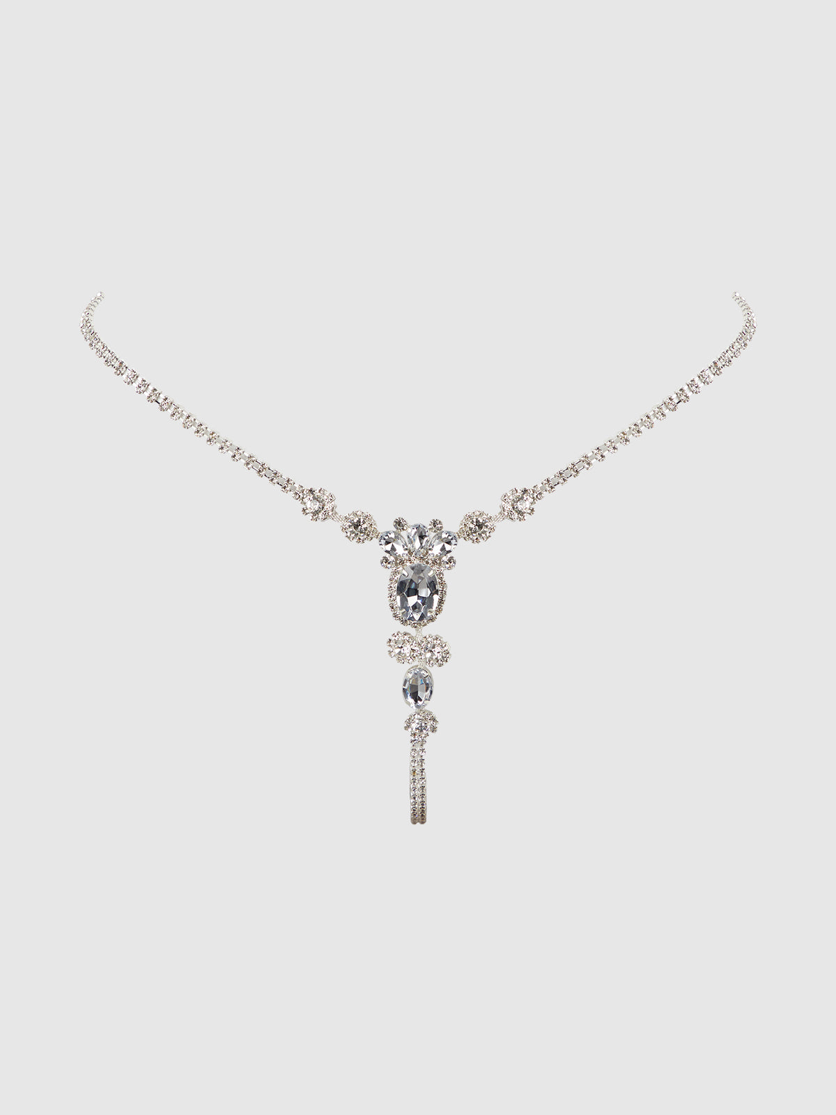 House of Desire Ornate Rhinestone G-String Silver