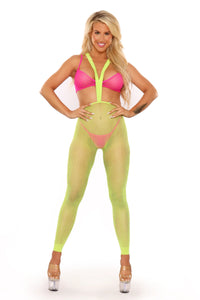 Glow Black Light Come Alive 3 Piece Suspender Stockings Set