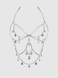 House of Desire Oversized Rhinestone Top Silver