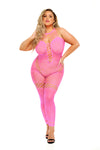 Pink Lipstick Take You There Bodystocking - Queen Size - Pink