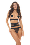 Rene Rofe Sweet Heart Waspie Thong Bra Set Black