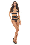 Rene Rofe Sweet Heart Waspie Thong Bra Set Black