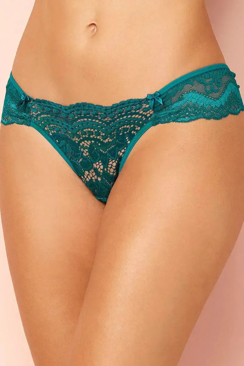 Palais Garnier Lace Bikini Pacific: teal lace front, sides, and rear with delicate bows.
