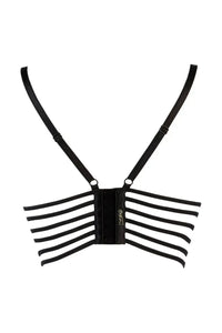 Axami Passion Fruit black longline bra with sensual back design and decorative corset tie.