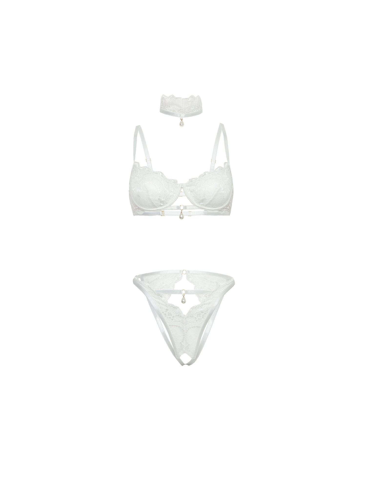Oh la la Cheri Perla Lace Bra Set White