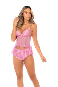 Petal Hush Sheer Mesh Cami and Flutter Shorts Set Blush Pink - Mapale