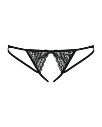 Seductive black Picantina crotchless thong with delicate lace, open crotch, and a charming bow.