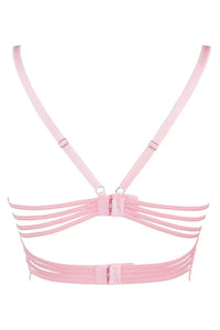 Axami Pink Rose Lace Longline Corset Bra with sensual back design and silky smooth straps.