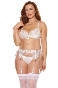 Pleasure Chain Gartered Underwire Bra Set Lune D'argent