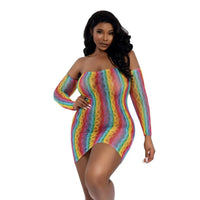Dreamgirl Rainbow Mini Dress with Arm Warmers - Queen - Rainbow