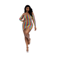 Dreamgirl Rainbow Mini Dress with Arm Warmers - Queen - Rainbow